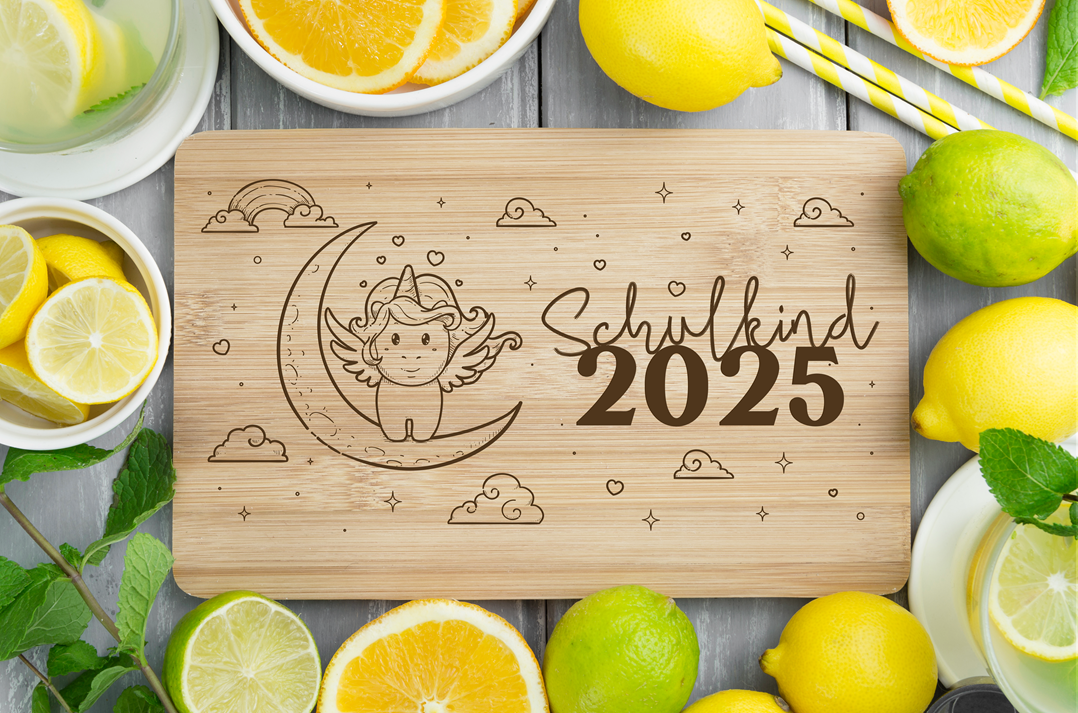 Frühstücksbrettchen - Schulkind 2025 (Einhorn)