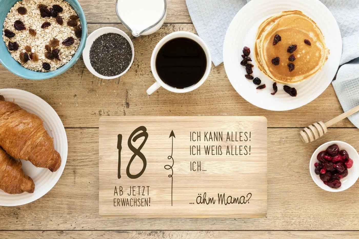 Bild: Frühstücksbrettchen - 18 ab jetzt erwachsen! Geschenkidee
