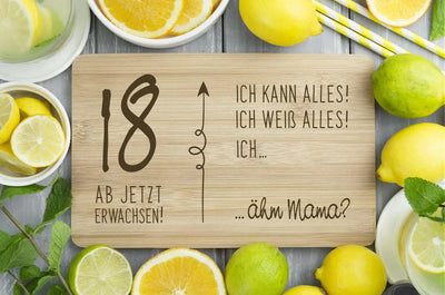 Bild: Frühstücksbrettchen - 18 ab jetzt erwachsen! Geschenkidee