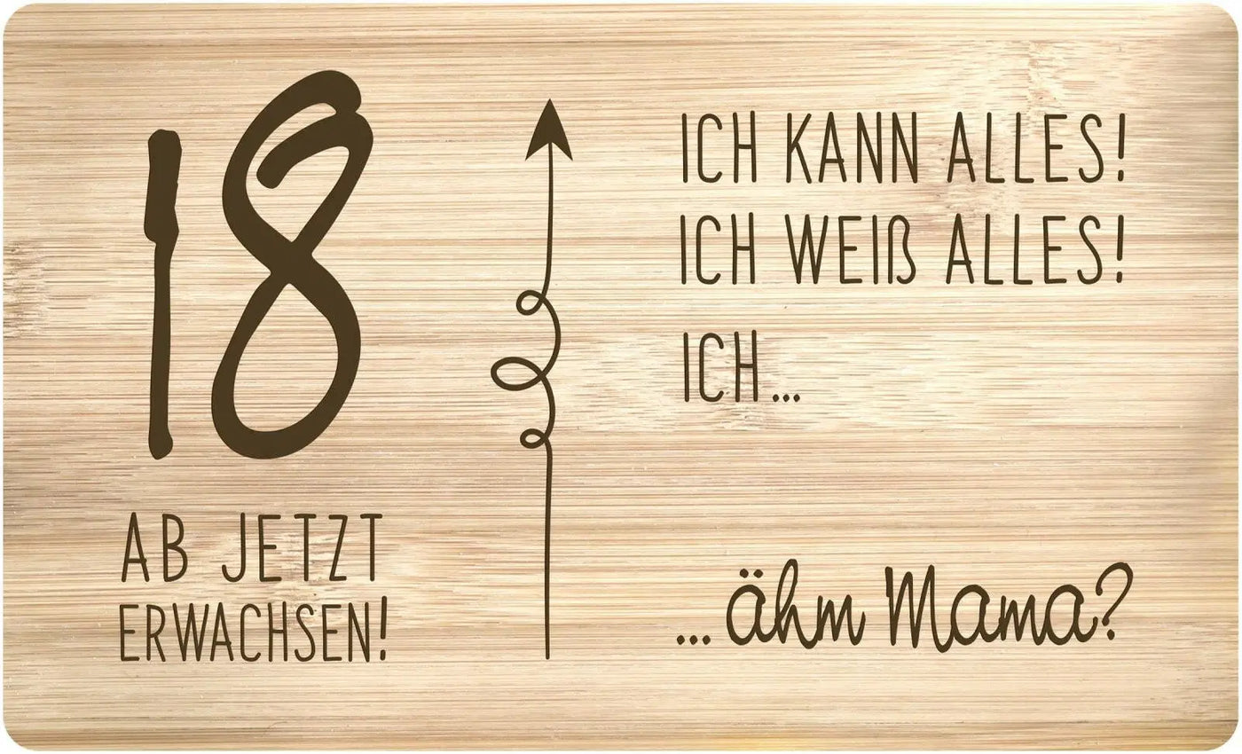 Bild: Frühstücksbrettchen - 18 ab jetzt erwachsen! Geschenkidee