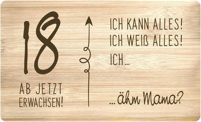 Bild: Frühstücksbrettchen - 18 ab jetzt erwachsen! Geschenkidee