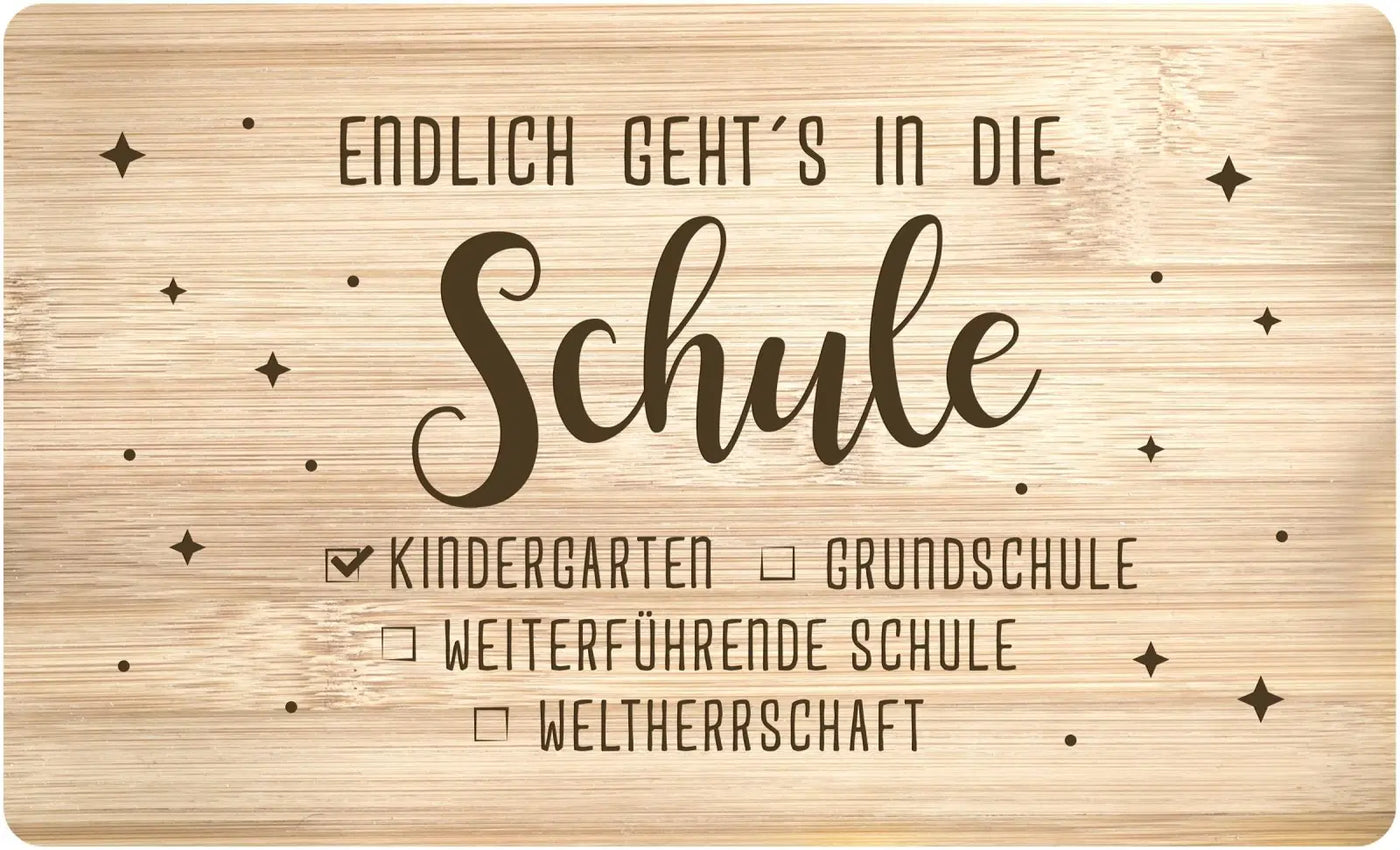 Bild: Frühstücksbrettchen - Endlich geht´s in die Schule Geschenkidee
