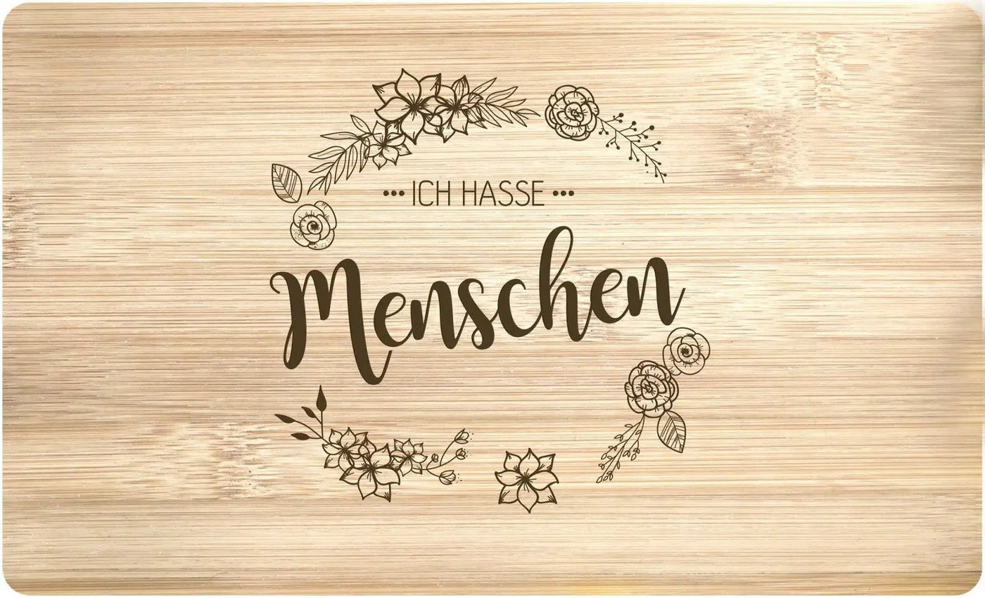 Bild: Frühstücksbrettchen - Ich hasse Menschen - blumig Geschenkidee