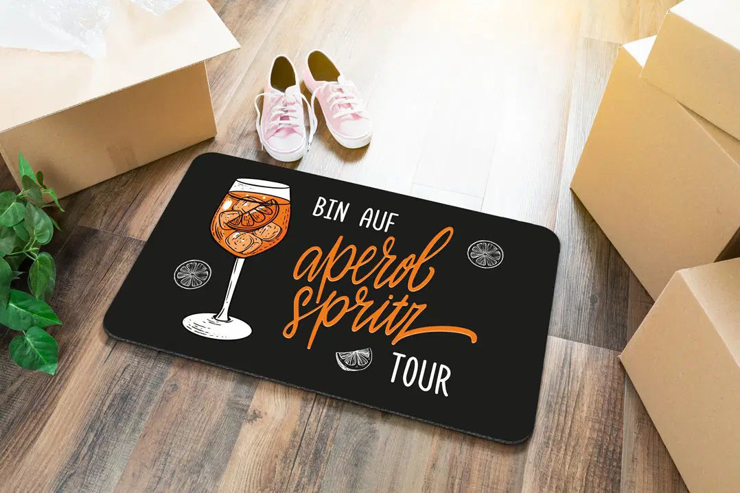 Bild: Fußmatte - Bin auf Aperol Spritz Tour Geschenkidee