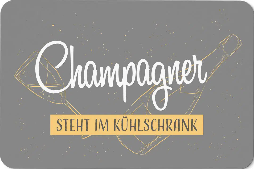 Bild: Fußmatte - Champagner steht im Kühlschrank Geschenkidee