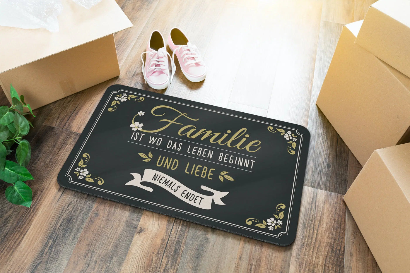 Bild: Fußmatte - Familie ist wo das Leben beginnt und Liebe Niemals endet Geschenkidee