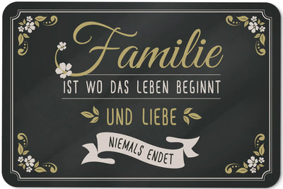 Bild: Fußmatte - Familie ist wo das Leben beginnt und Liebe Niemals endet Geschenkidee