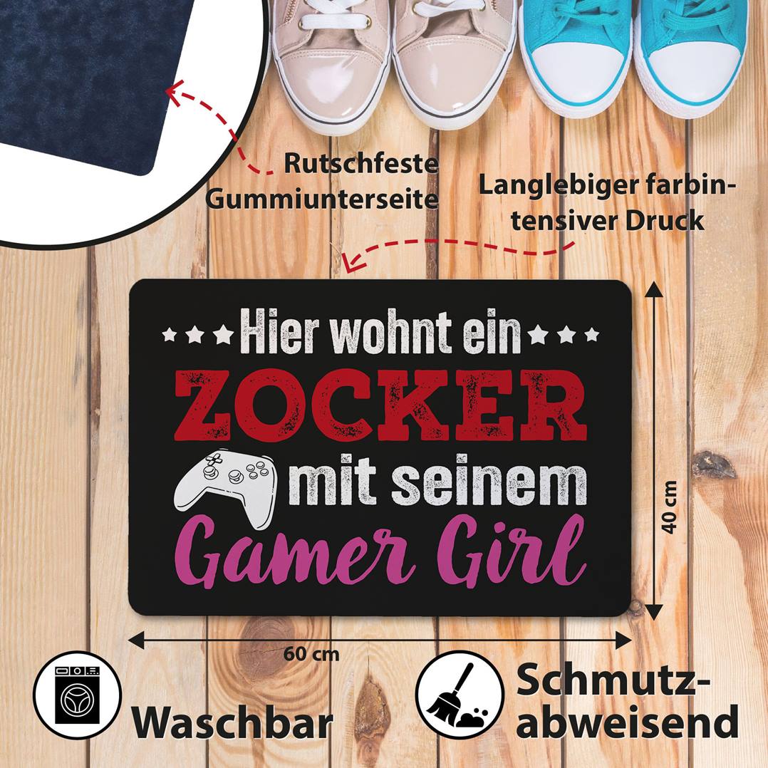 Fußmatte - Hier wohnt ein Zocker mit seinem Gamer Girl
