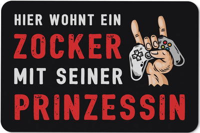 Bild: Fußmatte - Hier wohnt ein Zocker mit seiner Prinzessin Geschenkidee