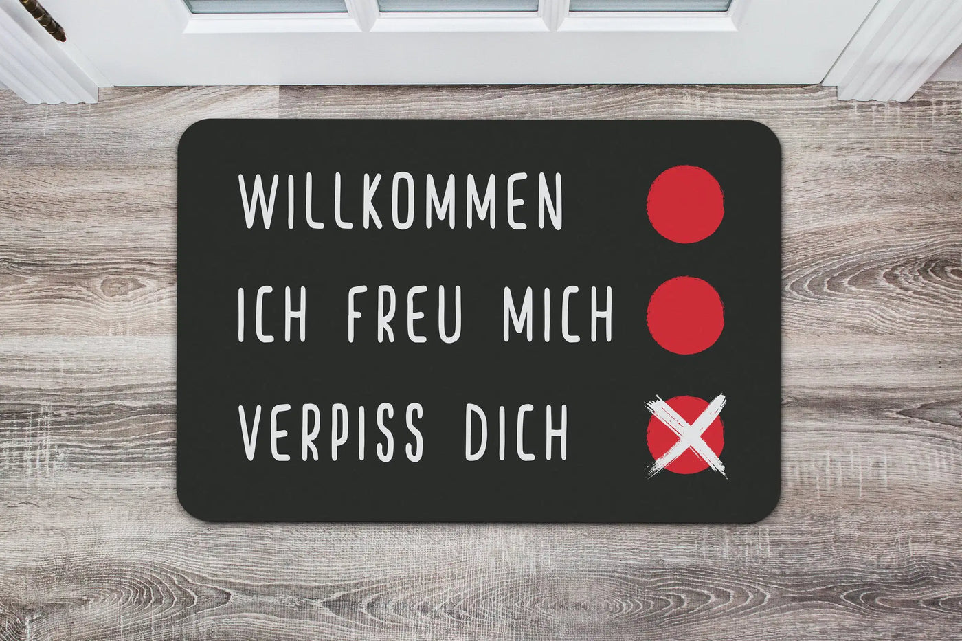 Bild: Fußmatte - Willkommen, Ich freu Mich, Verpiss Dich Geschenkidee