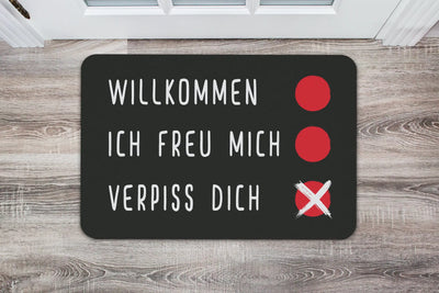 Bild: Fußmatte - Willkommen, Ich freu Mich, Verpiss Dich Geschenkidee