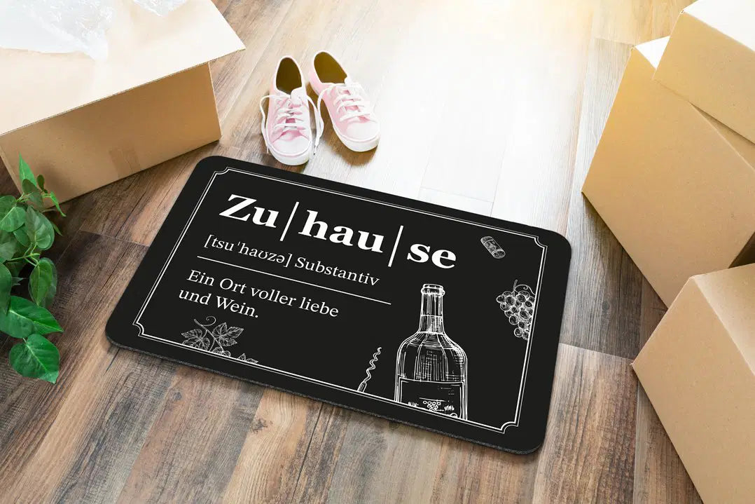 Bild: Fußmatte - Zu │hau │se - Ein Ort voller Liebe und Wein. Geschenkidee