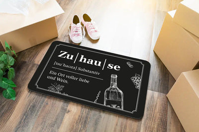 Bild: Fußmatte - Zu │hau │se - Ein Ort voller Liebe und Wein. Geschenkidee