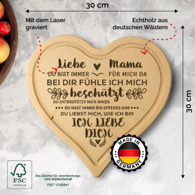 Schneidebrett - Liebe Mama Ich liebe Dich - Herzform