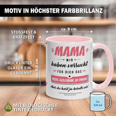 Tasse - Mama wir haben versucht für Dich das beste Geschenk zu finden. Aber Du hast ja bereits uns!
