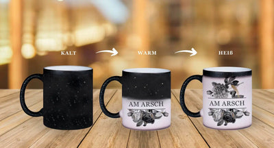 Bild: Glitzer-Zaubertasse - Am Arsch - Black Rose Geschenkidee