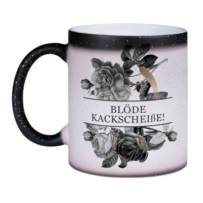 Bild: Glitzer-Zaubertasse - Blöde Kackscheiße! - Black Rose Geschenkidee