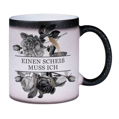 Bild: Glitzer-Zaubertasse - Einen Scheiß muss ich - Black Rose Geschenkidee