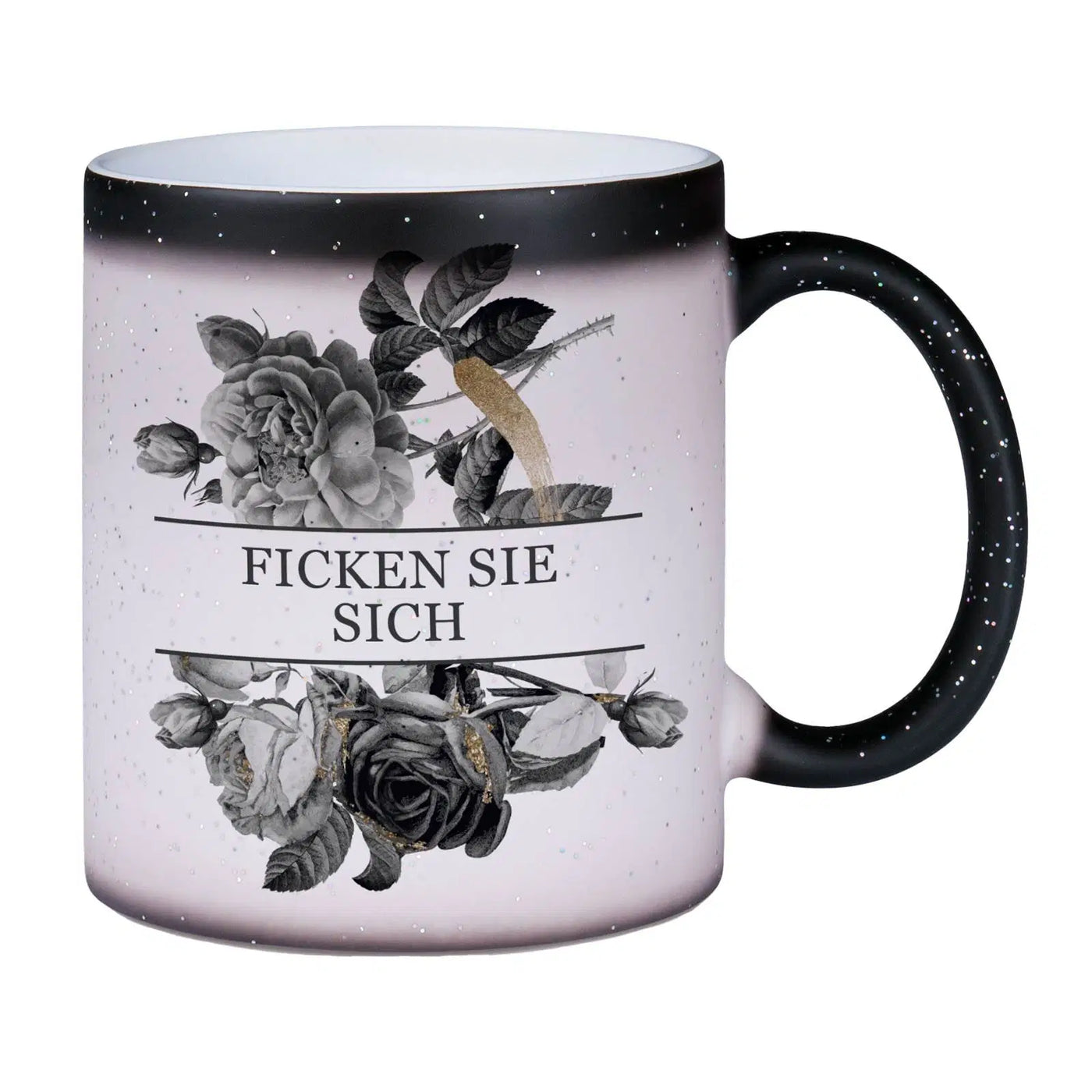 Bild: Glitzer-Zaubertasse - Ficken Sie sich - Black Rose Geschenkidee
