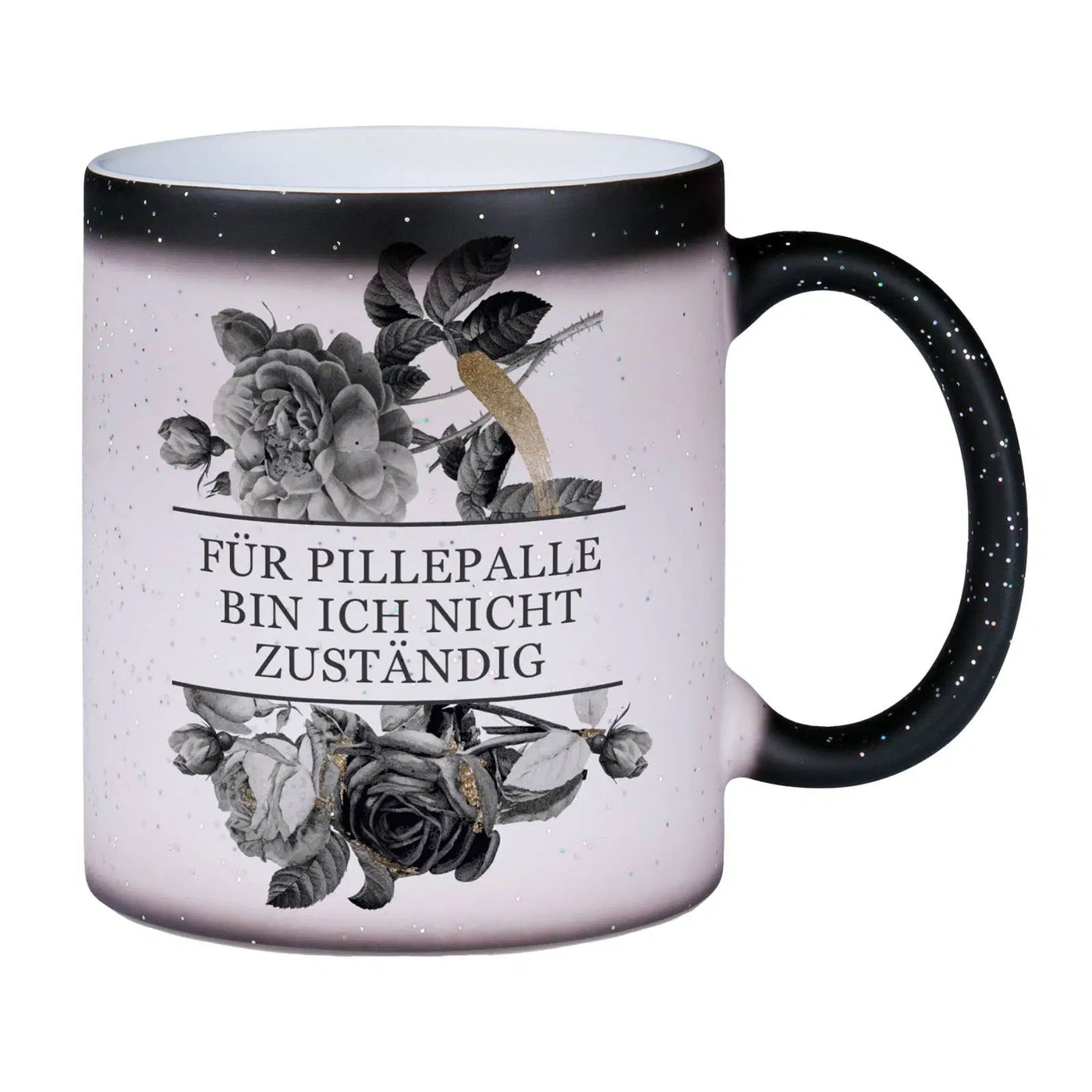 Bild: Glitzer-Zaubertasse - Für Pillepalle bin ich nicht zuständig - Black Rose Geschenkidee