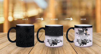 Bild: Glitzer-Zaubertasse - Ich könnte kotzen - Black Rose Geschenkidee