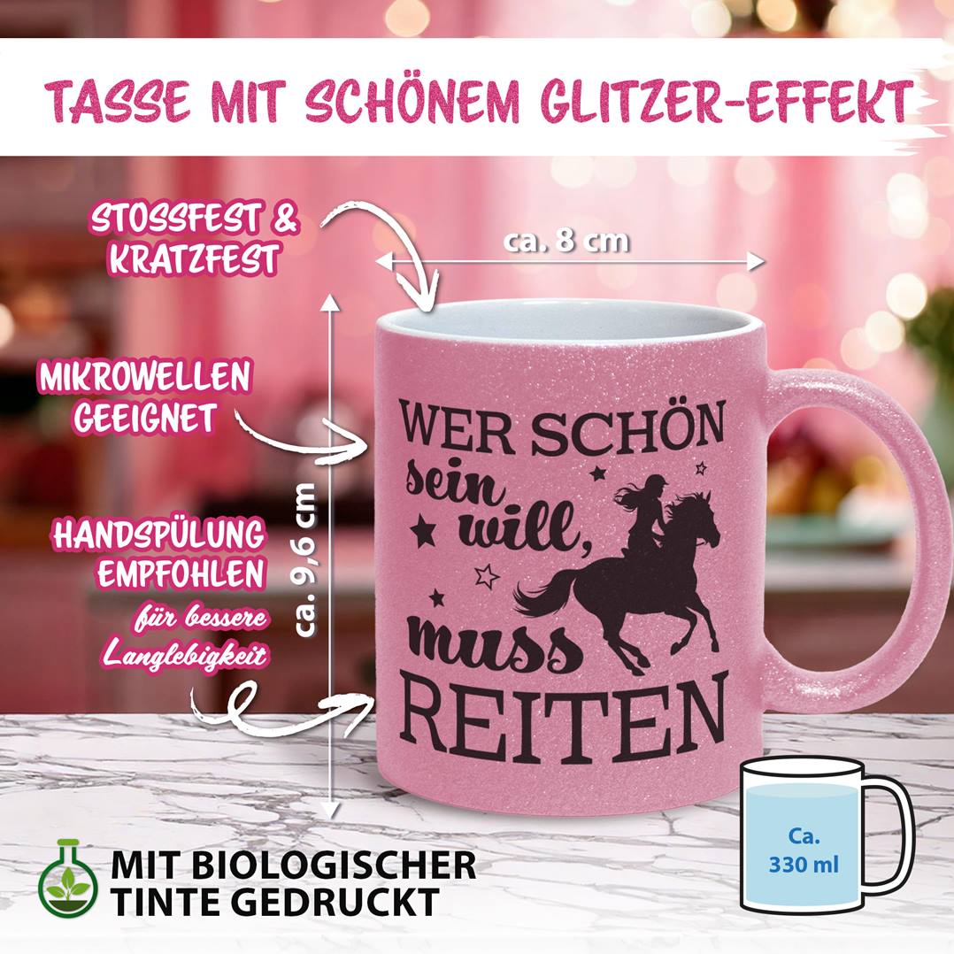 Glitzertasse - Wer schön sein will, muss reiten