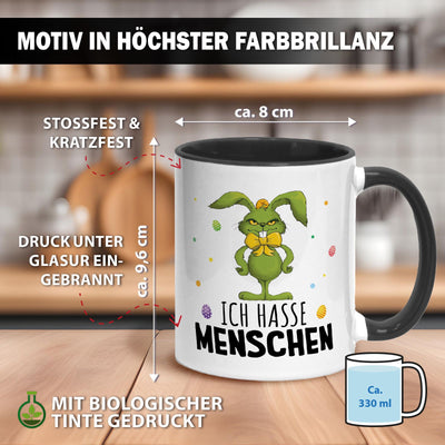 Tasse - Grinch Osterhase - Ich hasse Menschen