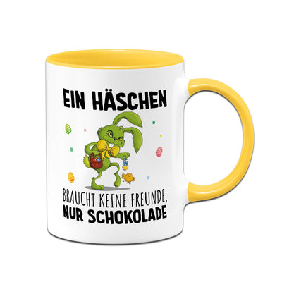 Tasse - Grinch Osterhase - Ein Häschen braucht keine Freunde, nur Schokolade.