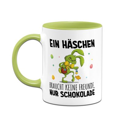 Tasse - Grinch Osterhase - Ein Häschen braucht keine Freunde, nur Schokolade.