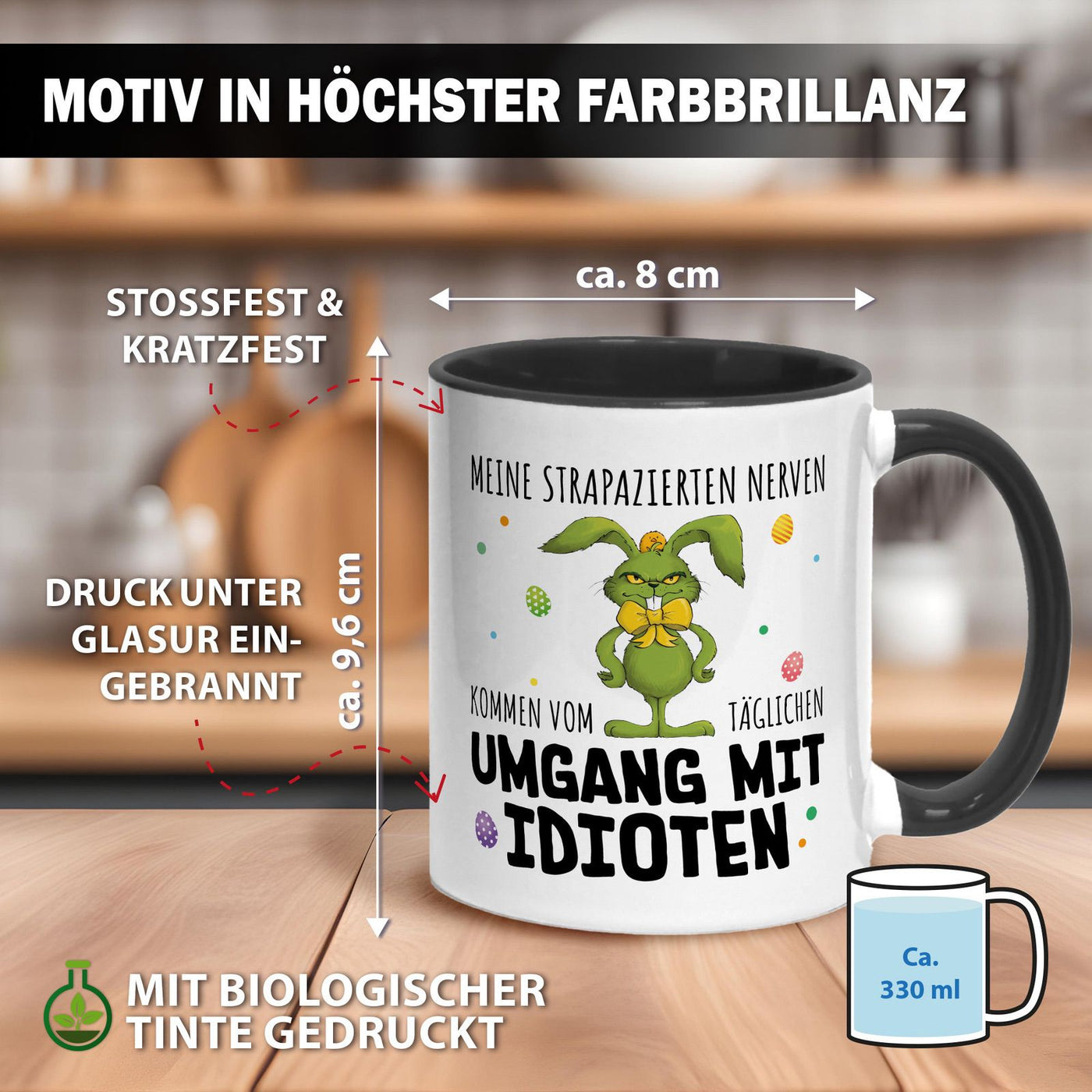 Tasse - Grinch Osterhase - Meine strapazierten Nerven kommen vom täglichen Umgang mit Idioten