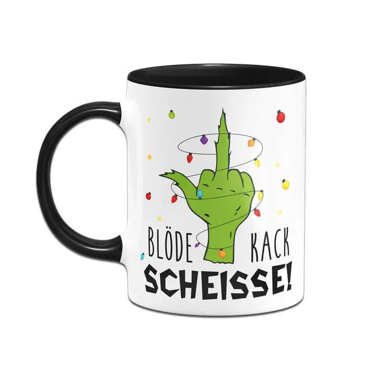 Bild: Grinch Tasse - Blöde Kackscheisse (Mittelfinger) Geschenkidee