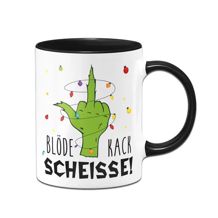 Bild: Grinch Tasse - Blöde Kackscheisse (Mittelfinger) Geschenkidee
