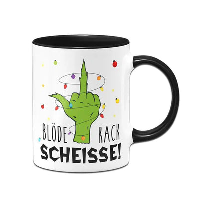 Bild: Grinch Tasse - Blöde Kackscheisse (Mittelfinger) Geschenkidee