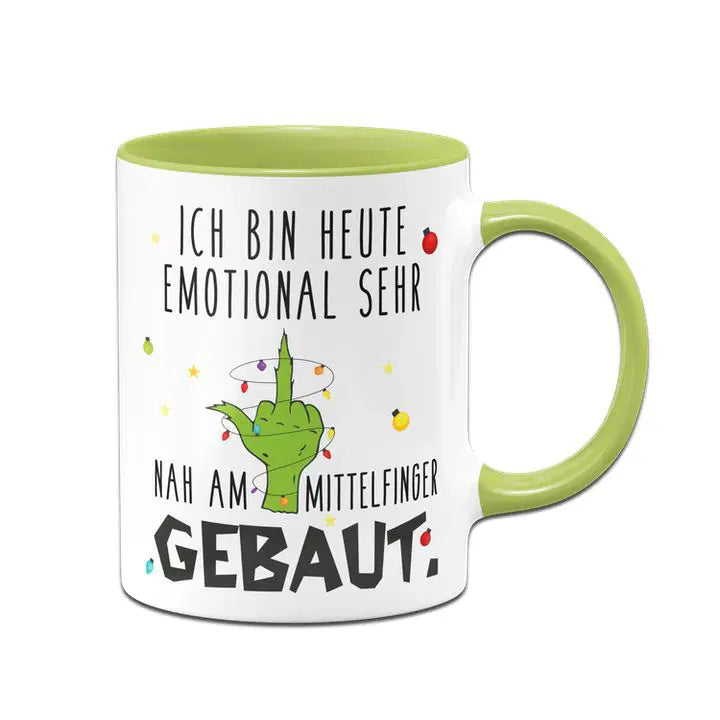 Bild: Grinch Tasse - Ich bin heute emotional sehr nah am Mittelfinger gebaut (Mittelfinger) Geschenkidee