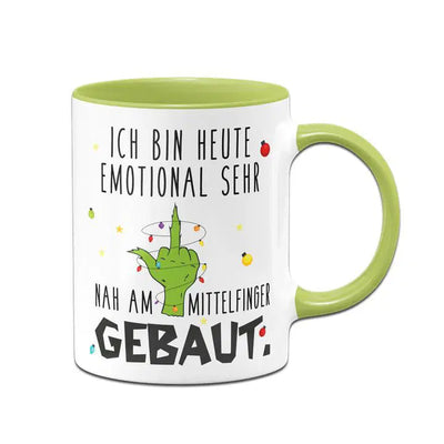 Bild: Grinch Tasse - Ich bin heute emotional sehr nah am Mittelfinger gebaut (Mittelfinger) Geschenkidee