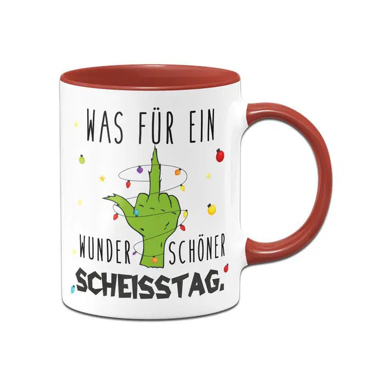 Bild: Grinch Tasse - Was für ein wunderschöner Scheisstag. (Mittelfinger) Geschenkidee