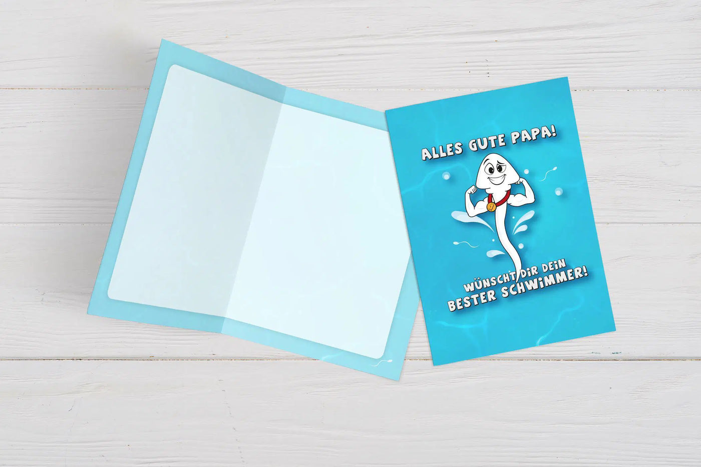 Bild: Grußkarte - Alles Gute Papa! Wünscht Dir dein bester Schwimmer! Geschenkidee