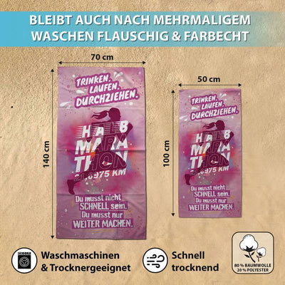 Halbmarathon (Motivation) - Handtuch & Strandtuch
