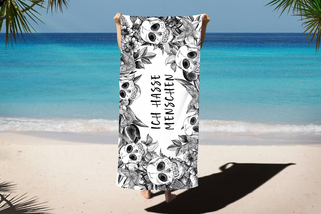 Ich hasse Menschen (Skull Statement) - Handtuch & Strandtuch