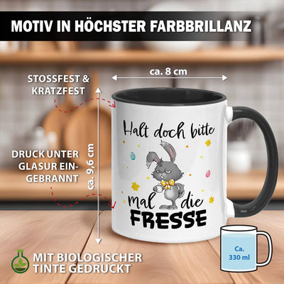 Hasen Tasse - Halt doch bitte mal die Fresse  - Grummelhase
