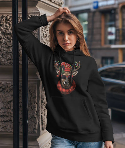 Hoodie - Cooler Weihnachts-Elch (rot)