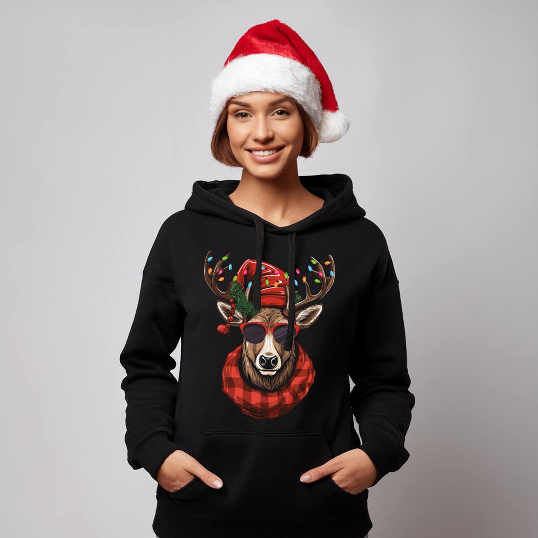 Hoodie - Cooler Weihnachts-Elch (rot)