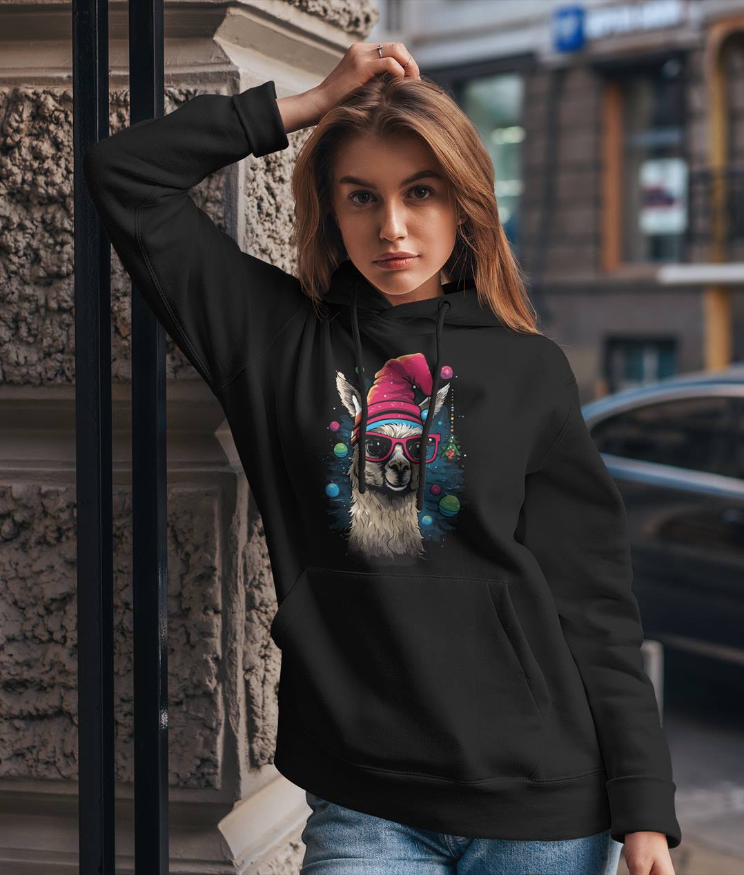 Hoodie - Cooles Weihnachts Lama (Weihnachten) - bunt