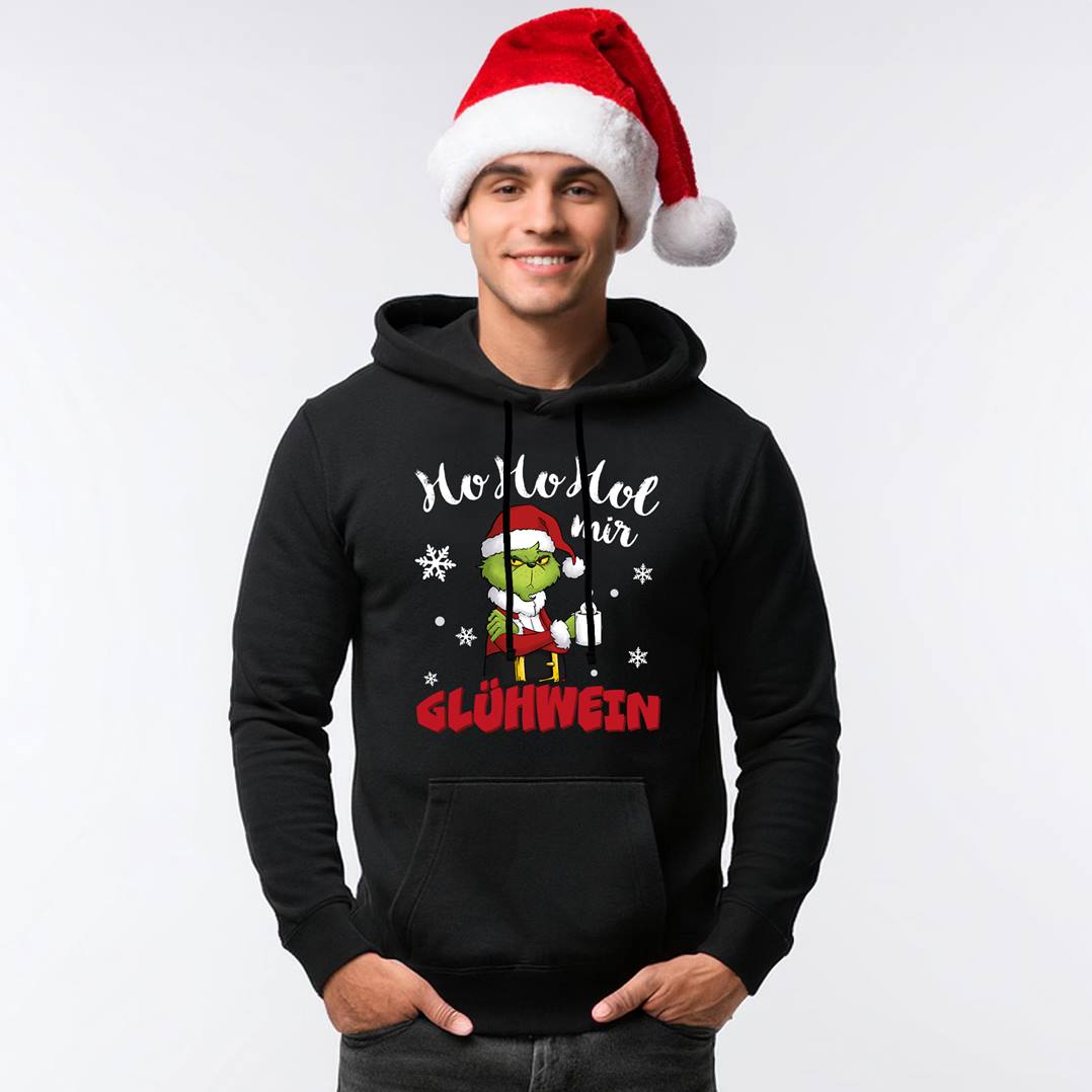 Hoodie - Grinch - Ho Ho Hol mir Glühwein
