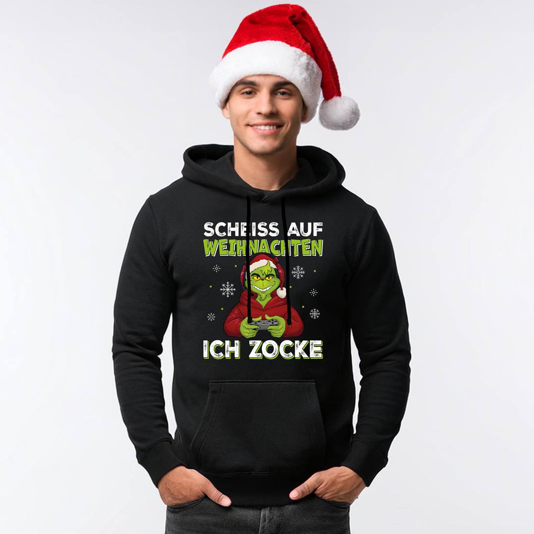 Hoodie - Grinch - Scheiß auf Weihnachten, ich zocke