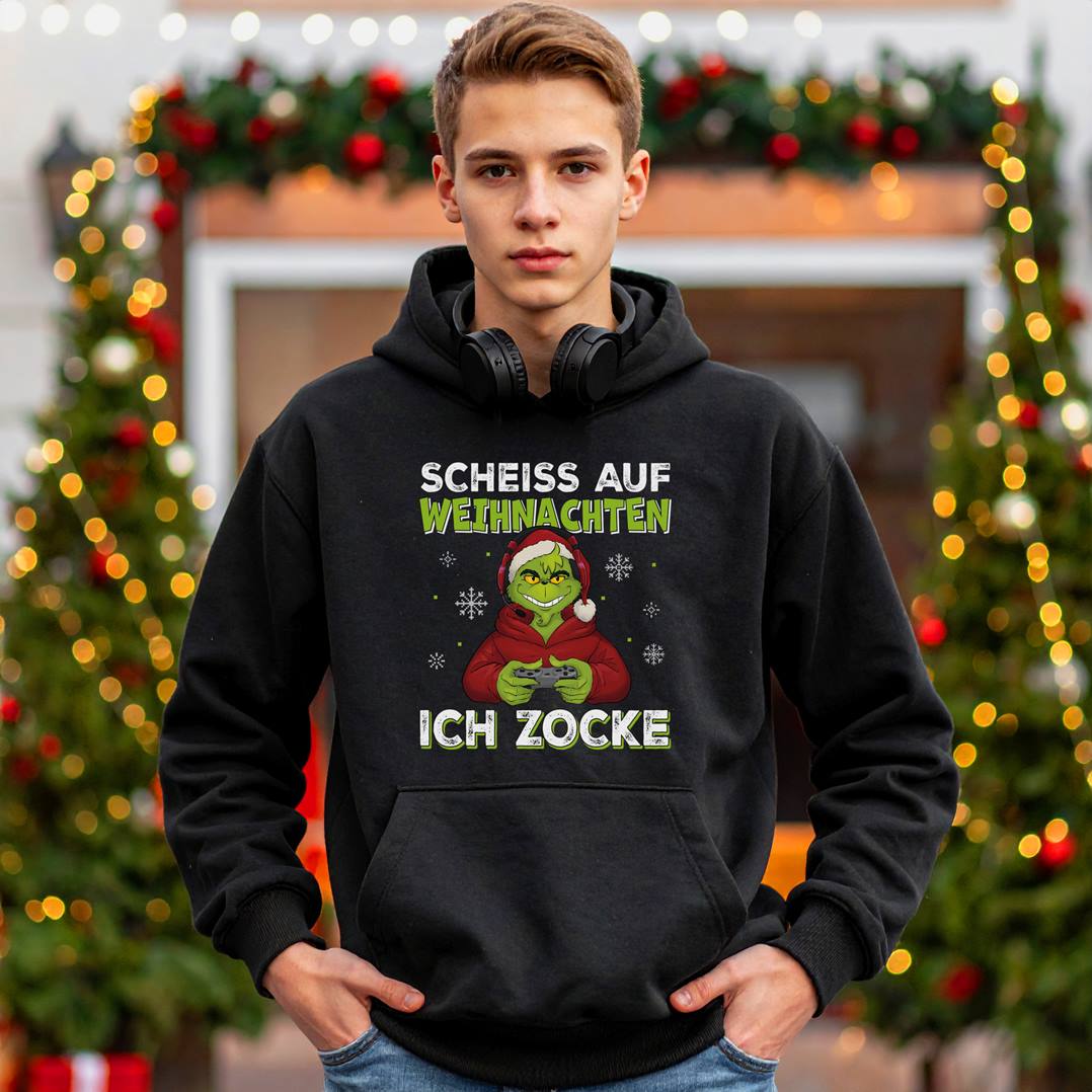 Hoodie - Grinch - Scheiß auf Weihnachten, ich zocke
