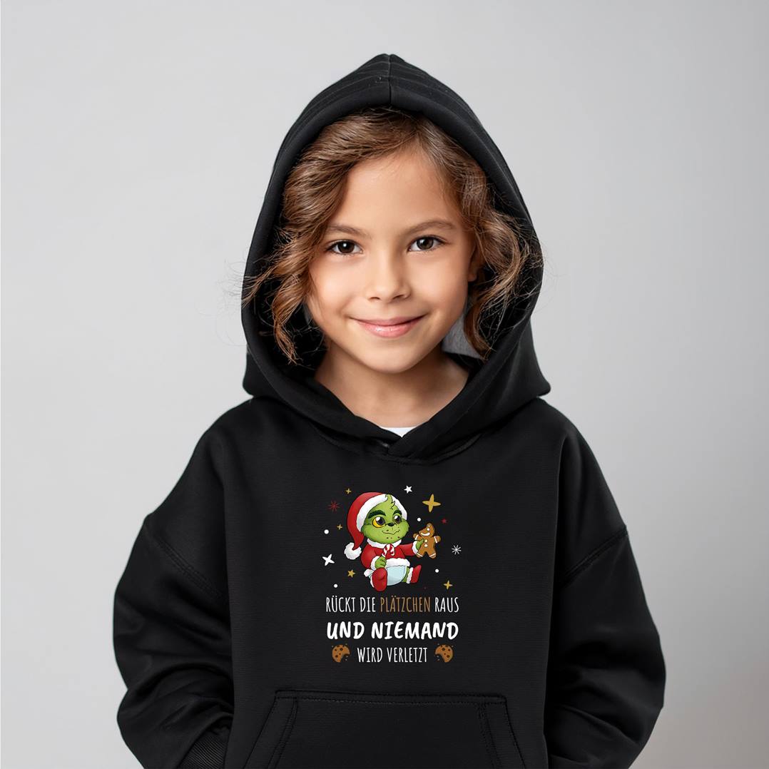 Hoodie Kinder - Baby Grinch - Rückt die Plätzchen raus und niemand wird verletzt