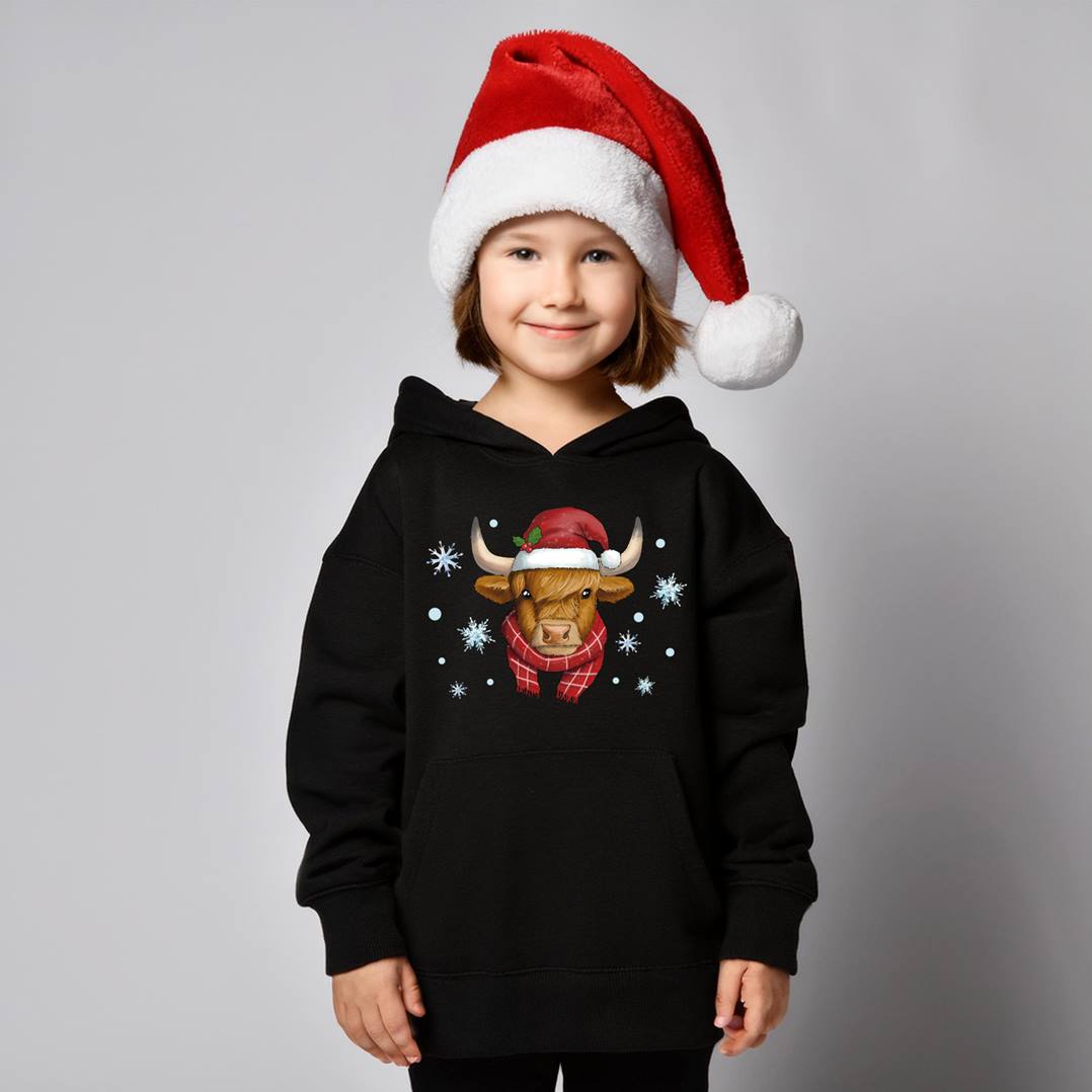 Hoodie Kinder - Schottisches Hochlandrind (Weihnachten)