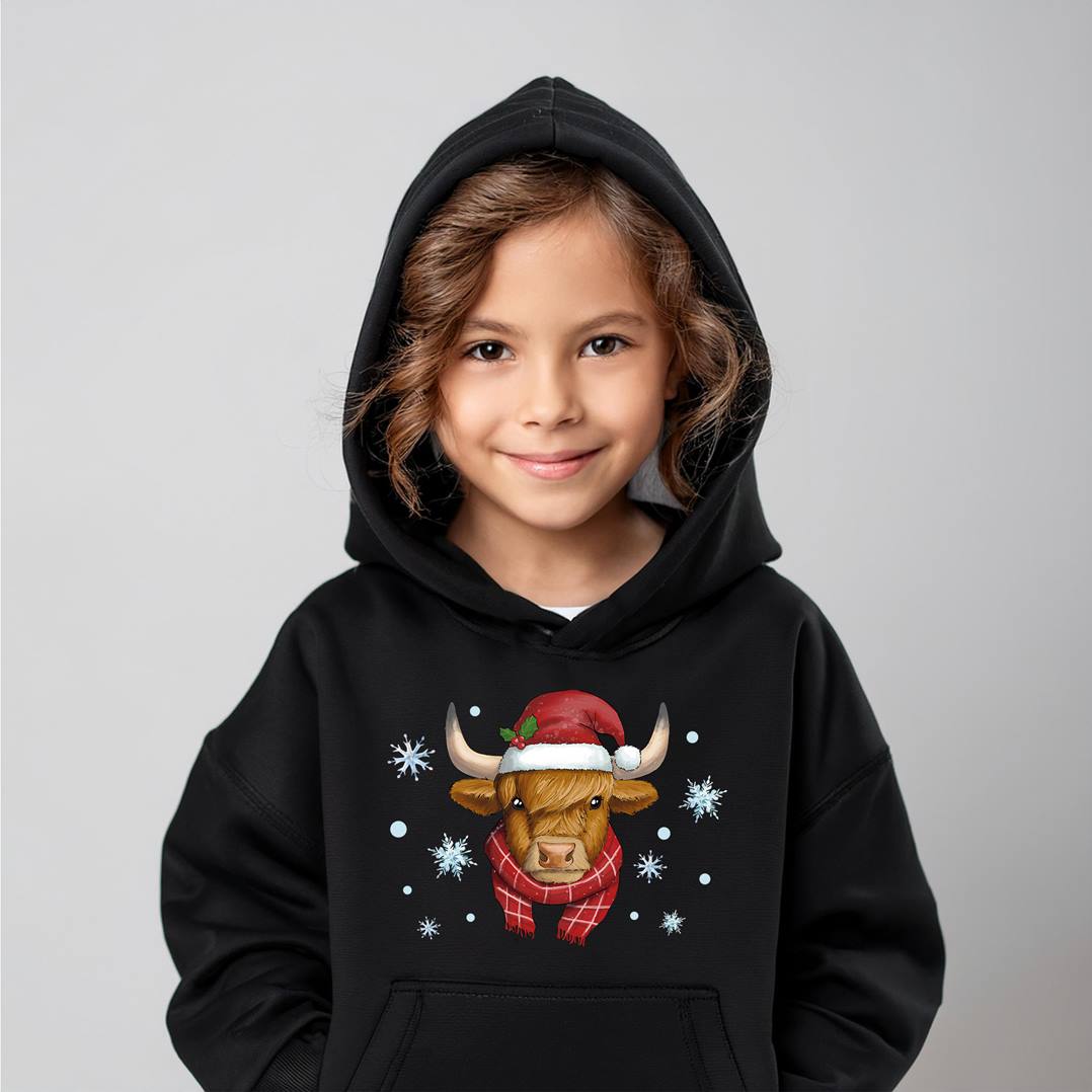 Hoodie Kinder - Schottisches Hochlandrind (Weihnachten)