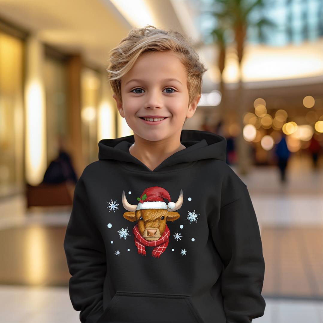 Hoodie Kinder - Schottisches Hochlandrind (Weihnachten)
